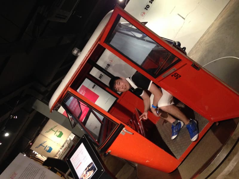 Playing in the cable car exhibition hall