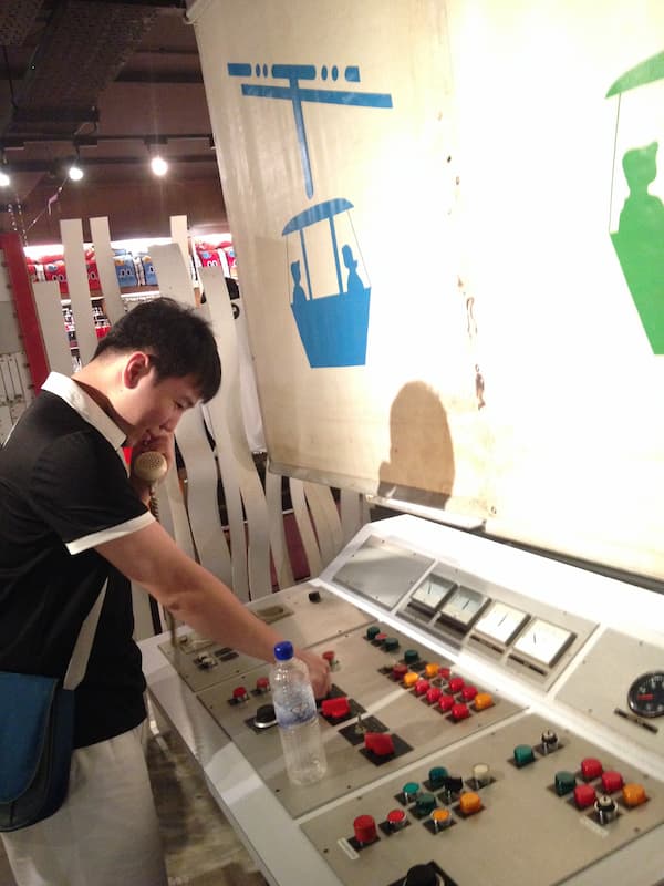 Playing in the cable car exhibition hall
