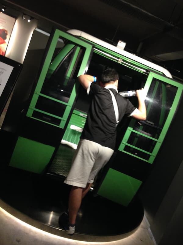 Playing in the cable car exhibition hall
