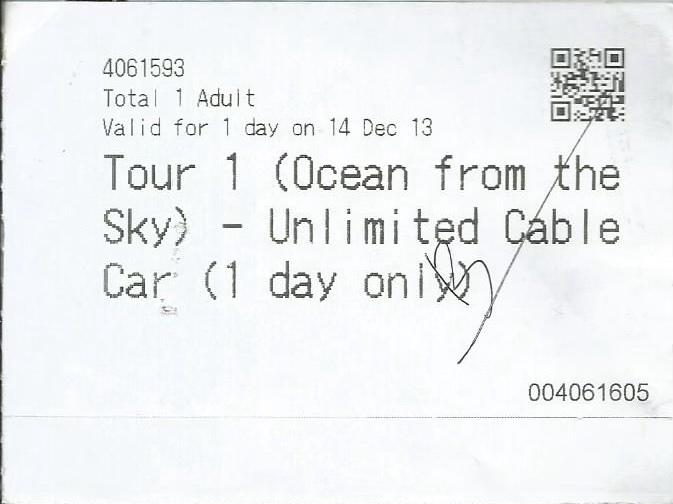 The ticket for cable car