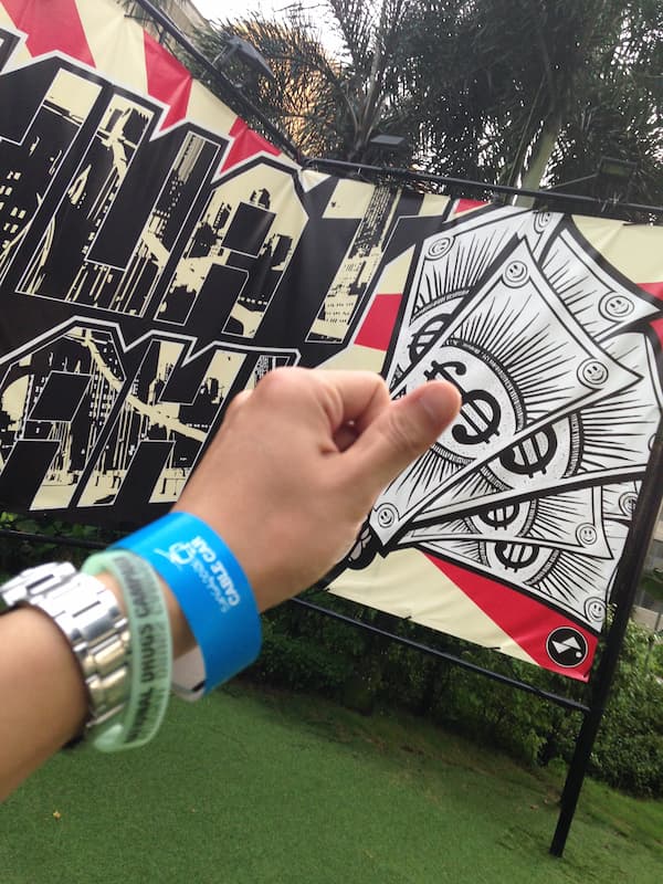 Hand picture with graffiti of money