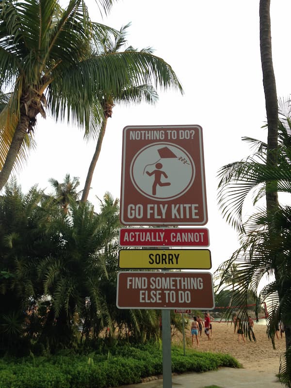 The street sign explained ridiculously there can not go fly kite