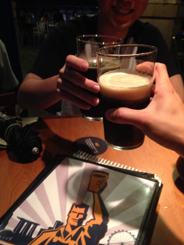 Cheers with oatmeal stout