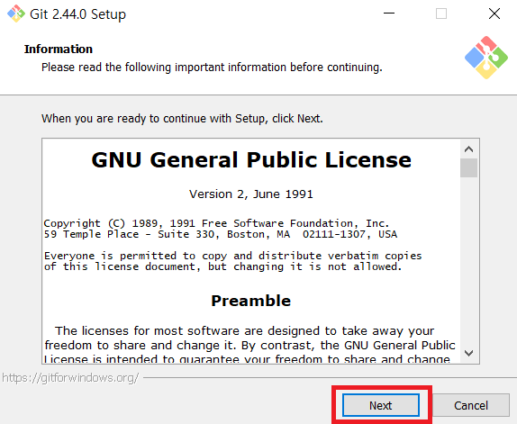 GNU Open Source License Terms and Conditions while installing Git for Windows