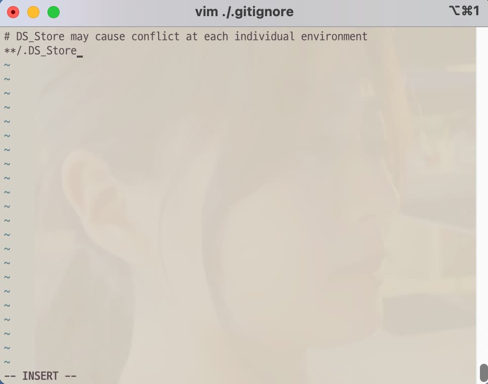 Setting gitignore file by vim editor