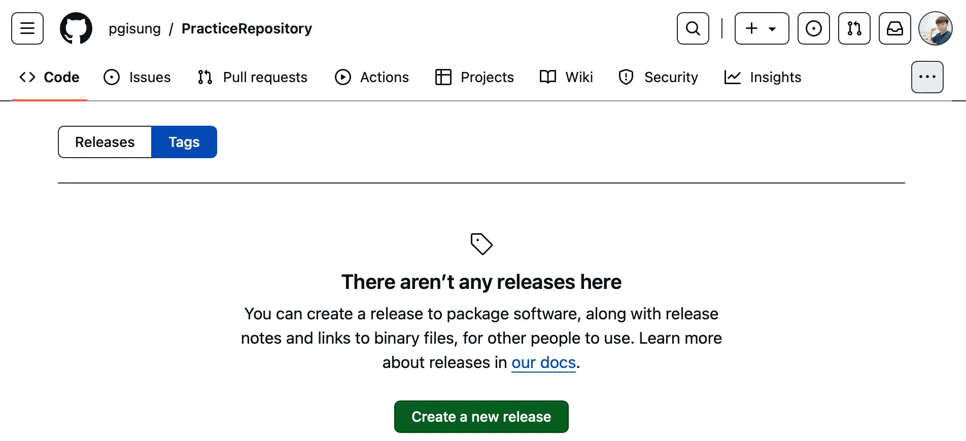 Remote repository in Github before git command push --tags