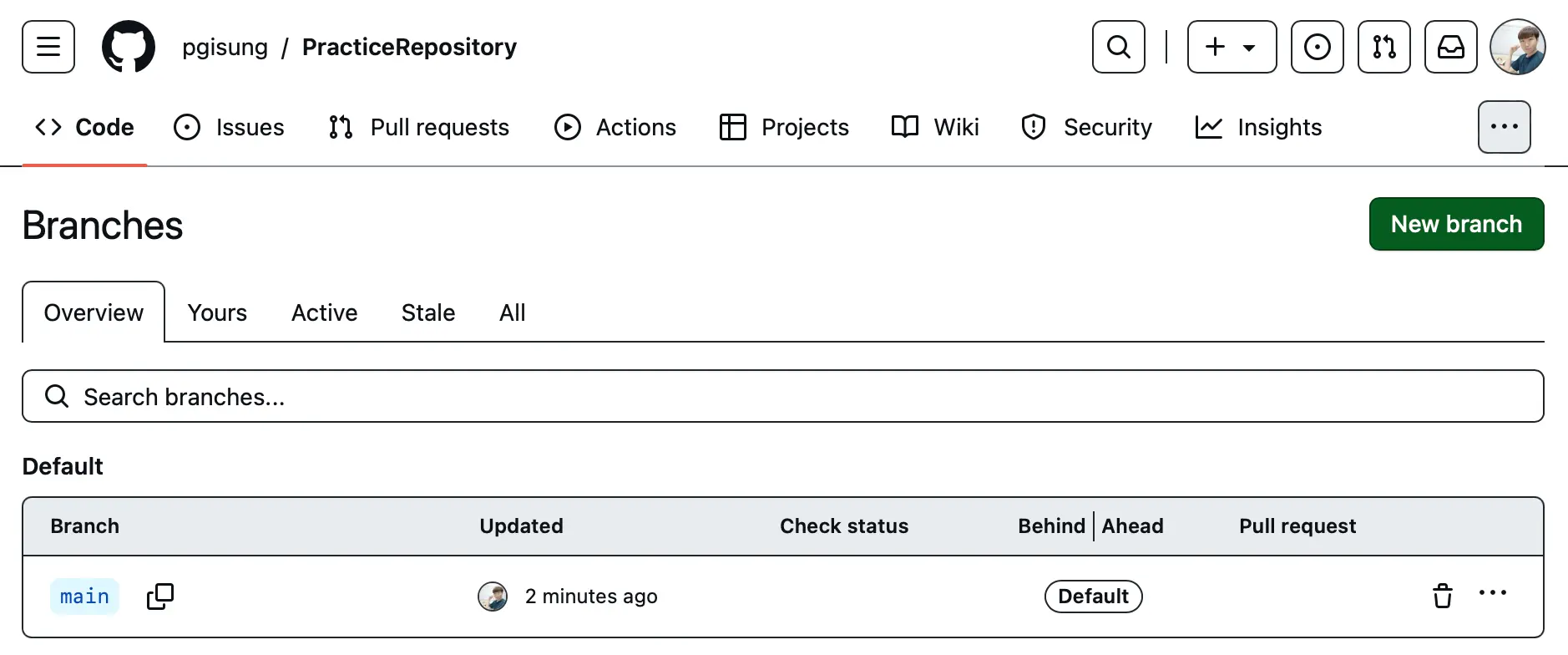 Remote repository in Github before git command push -u