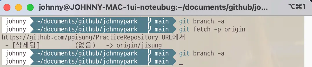 Git command to remove tracking branches which doesn't exist for now and bring all branch datas