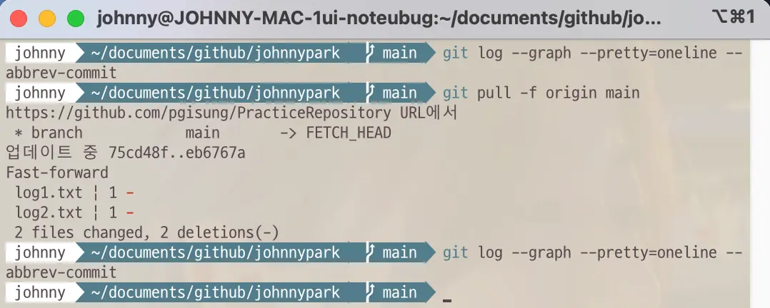 Git command to force both actions fetching datas and merging with local branch