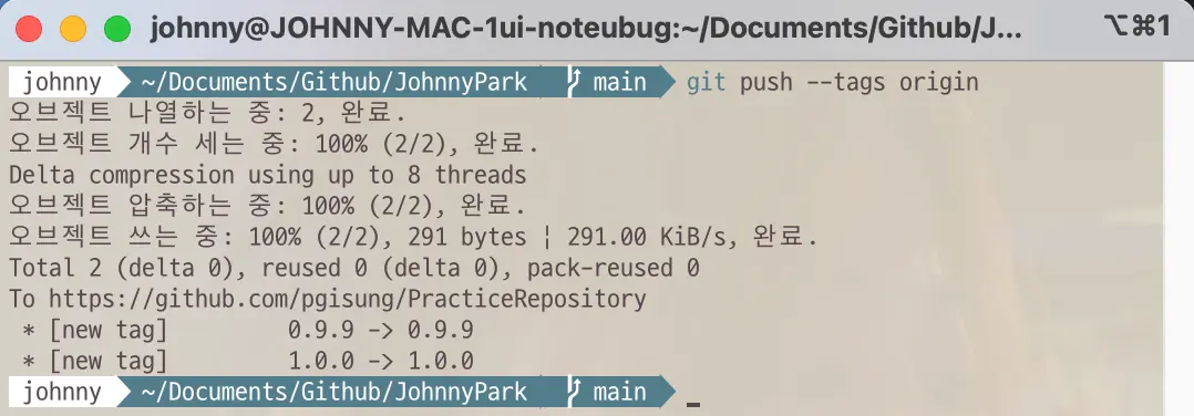 Git command to transfer tags to remote repository from local repository