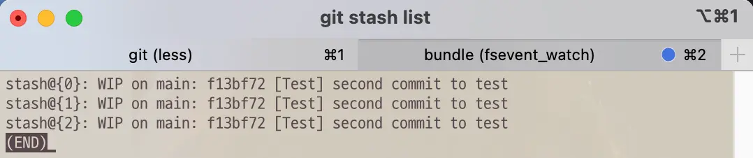 Stash list before git command stash