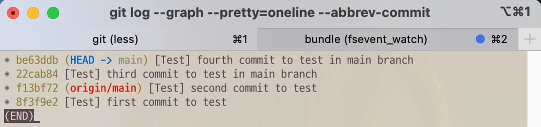 Git log before git command cherry-pick