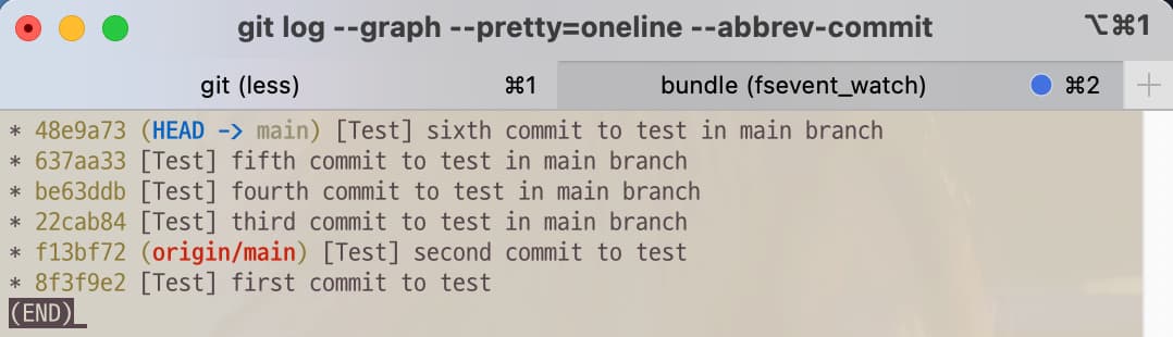 Git log before git command revert range of commits